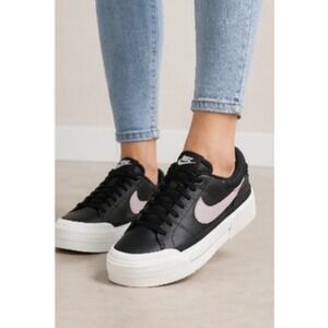 NEW Nike Court Legacy Lift Womens Size 8 Platform Sneakers Black Platinum Violet